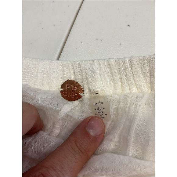 Free People Fp One Clover Skirt Asymmetrical Tiered Flowy Guaze  White XS - Picture 6 of 12